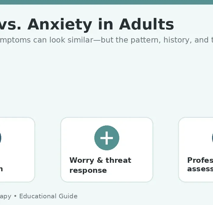 Adult comparing ADHD and anxiety symptoms before seeking a professional assessment